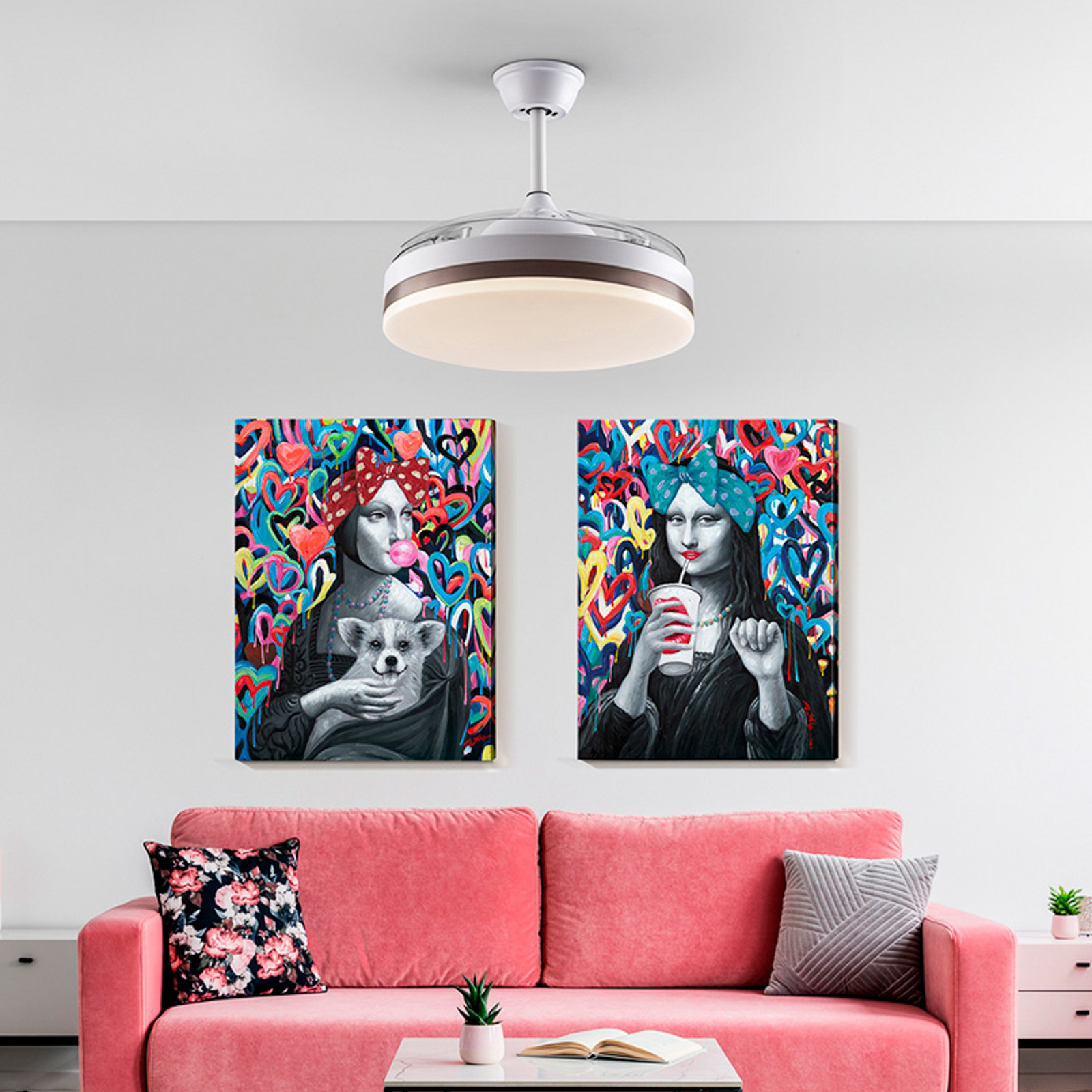 LED stropni ventilator Vento bel/bronz/dim Ø 100 cm tih