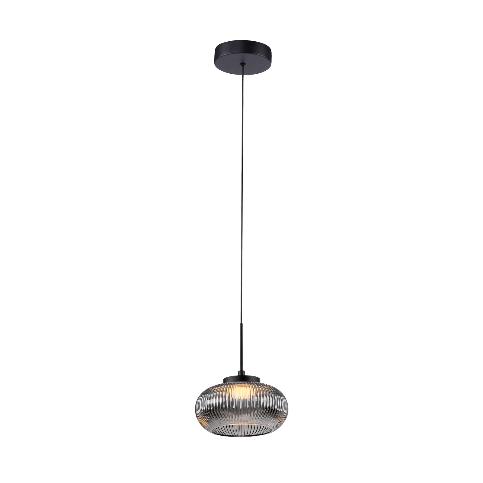 Lámpara colgante LED Noctis, gris ahumado, cristal, atenuable, 3.000 K