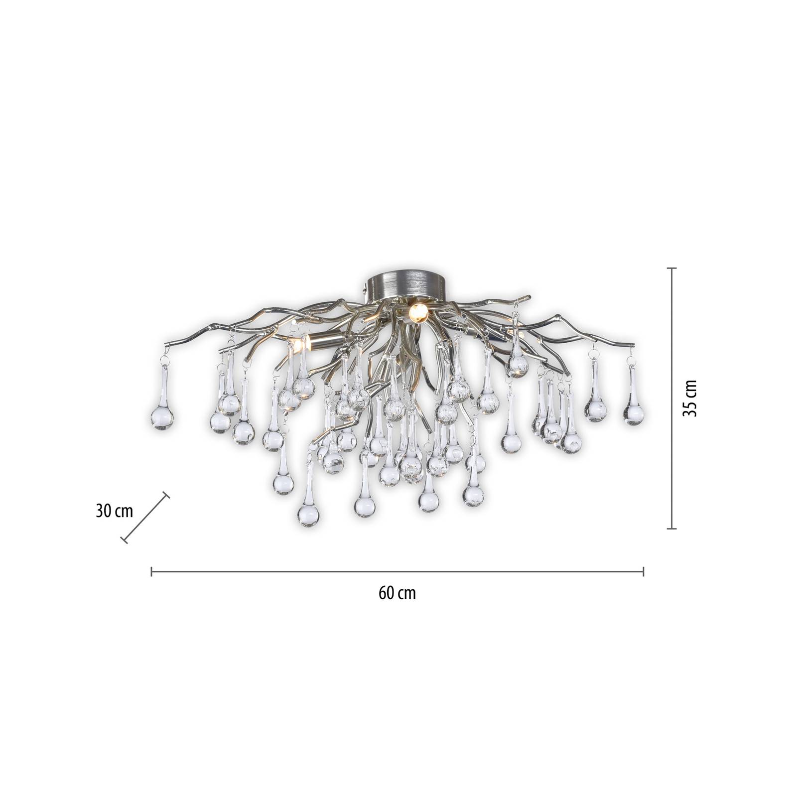 Lampa sufitowa Paul Neuhaus Icicle, szklana lampa wisząca, 4-punktowa,