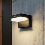 Lindby LED solcellelampe Eleazar, sort, sensor, dæmpbar