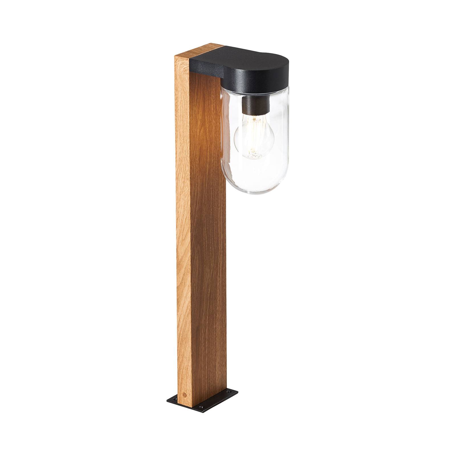 E-shop Soklové svietidlo Cabar drevený vzhľad sklenené