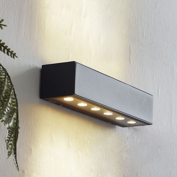 Selim LED-ulkoseinävalaisin, pituus 30 cm, musta – Lucande - Moderni - Alumiini - Kulmikas — Lucande