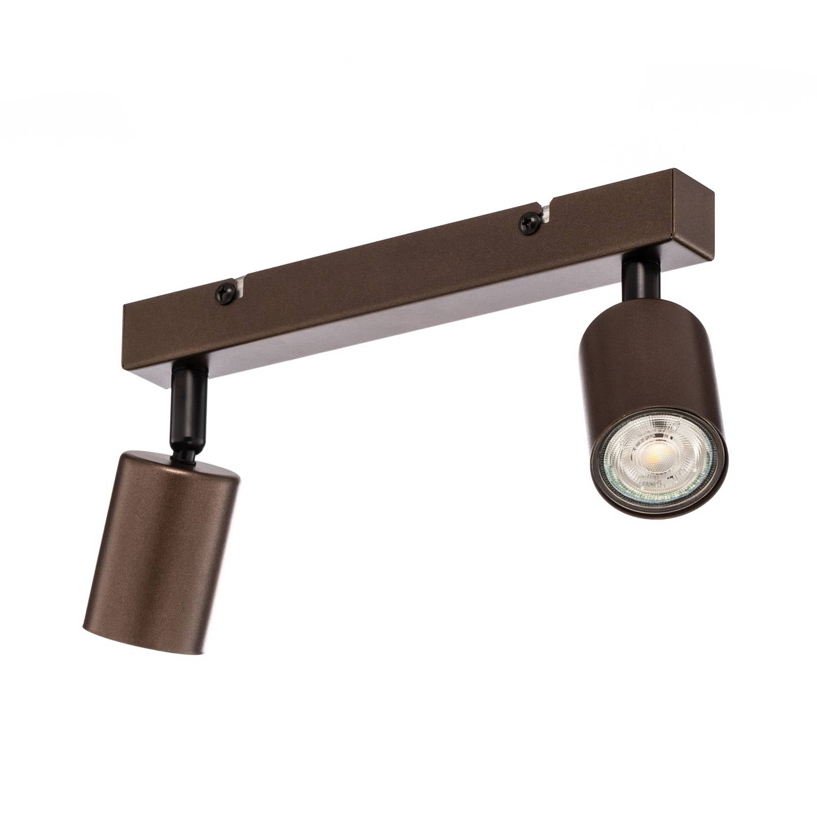 Deckenspot Top, justierbar, braun, zweiflammig linear