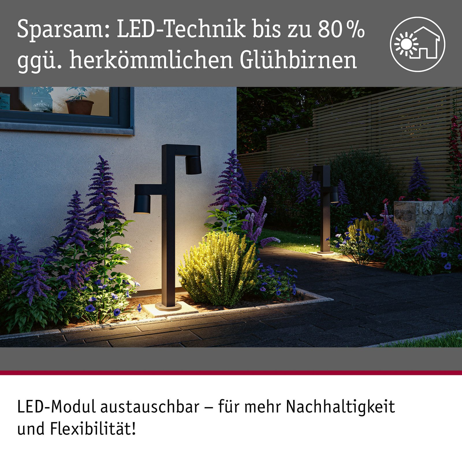 Paulmann Borne lumineuse LED Kimu 2, anthracite, à 2 lampes, 3.000 K