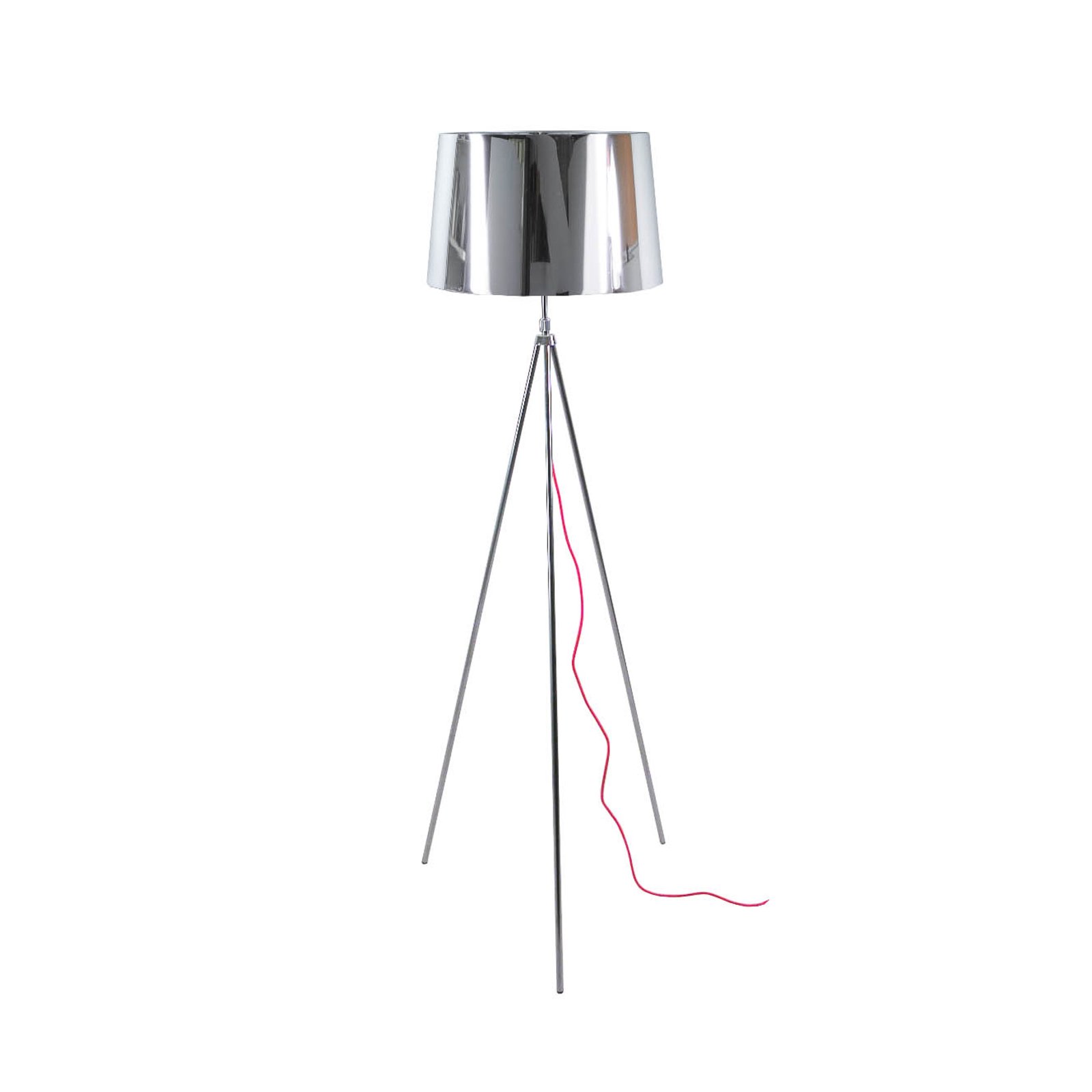 Aluminor Tropic gulvlampe, krom, rødt kabel