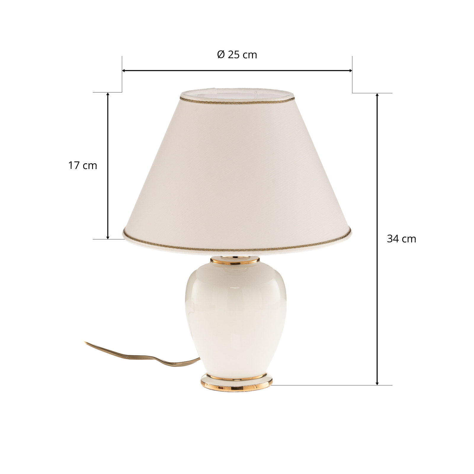 Giardino Avorio table lamp in white/gold, Ø 25 cm