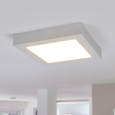 LED-taklampe Marlo sølv 3 000K kantet 23,1cm