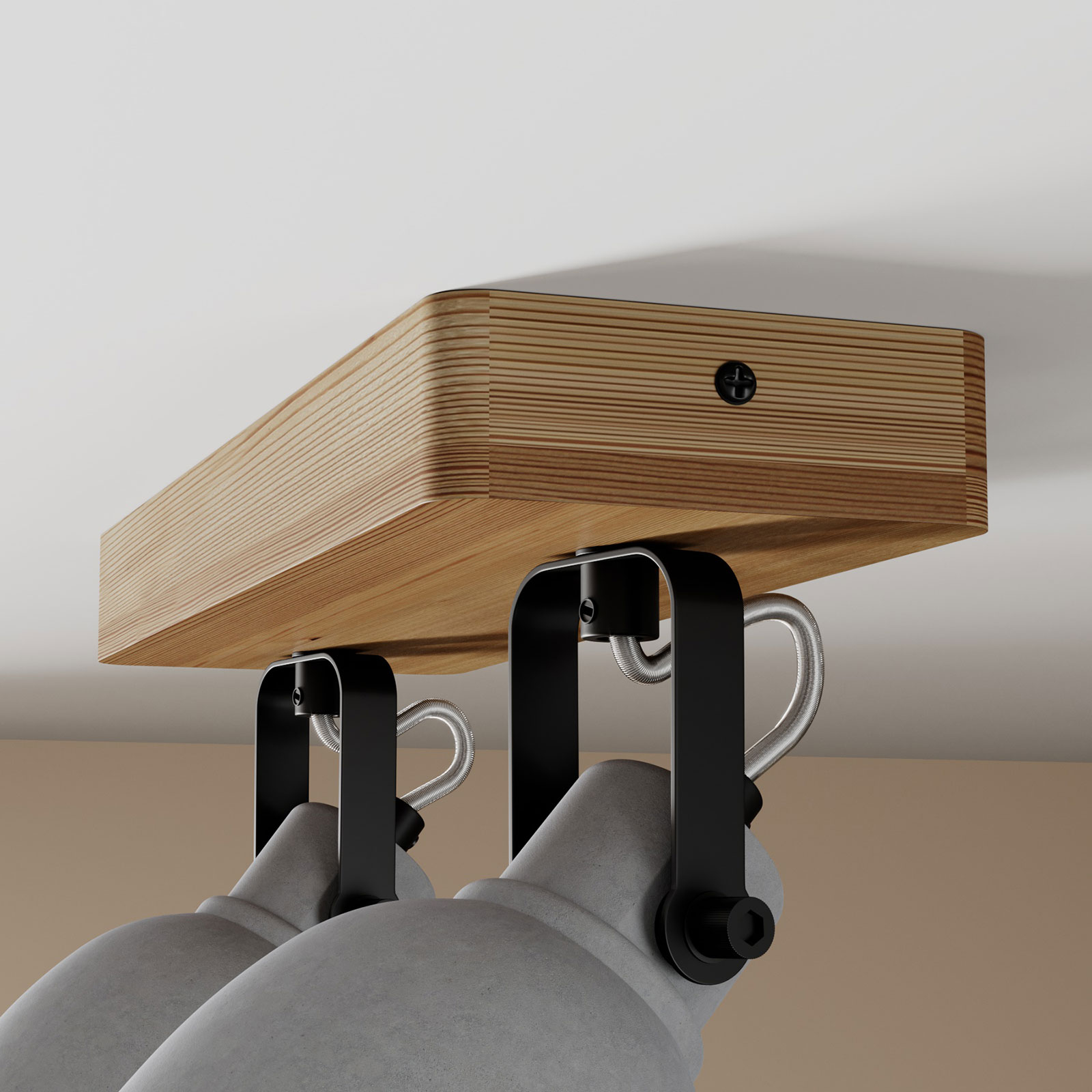 Mirka 2 Stropné Lampa Grey/Dark Wood - Lindby