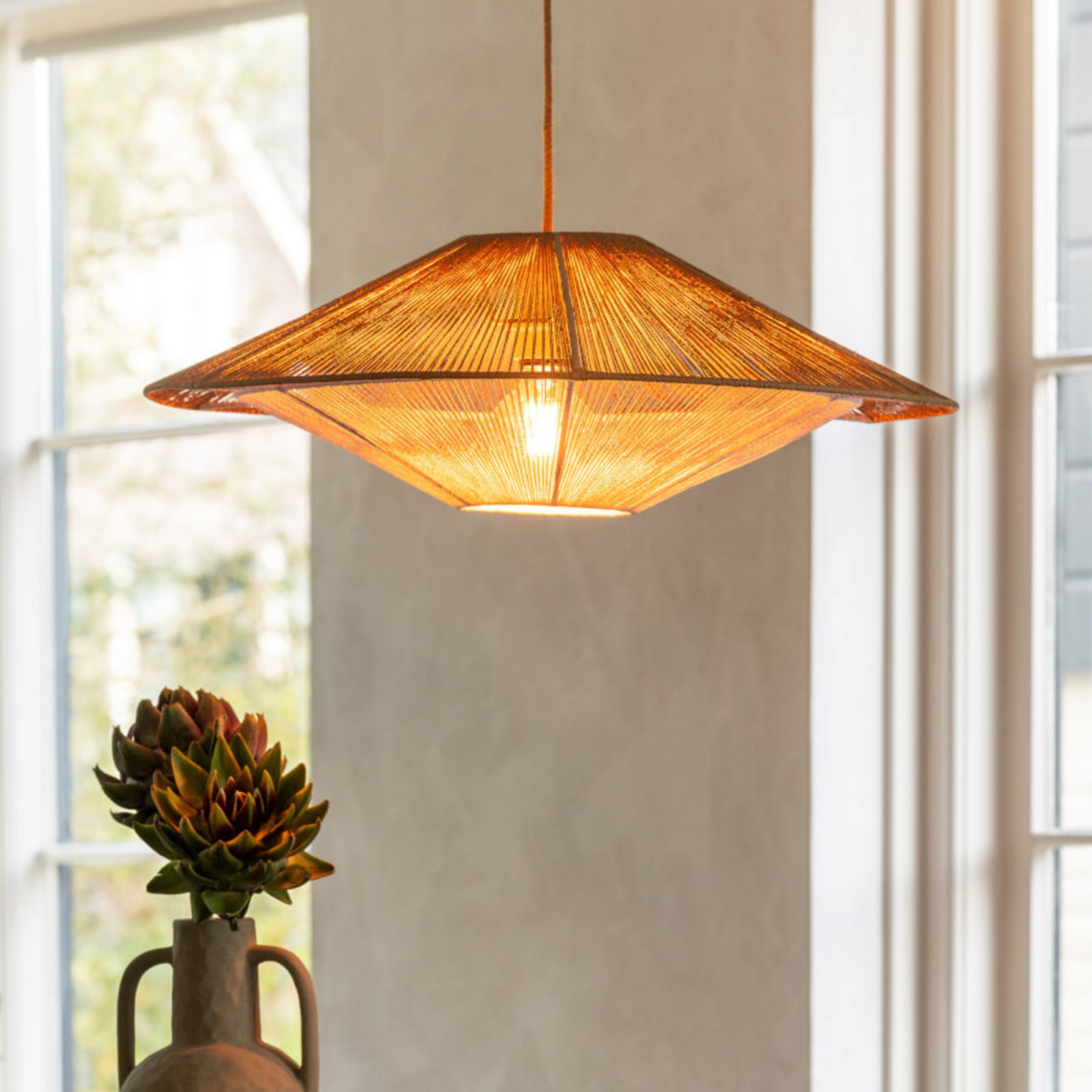 GOOD & MOJO Hängelampe Lumbini, Ø60 cm, natur, Papierseil