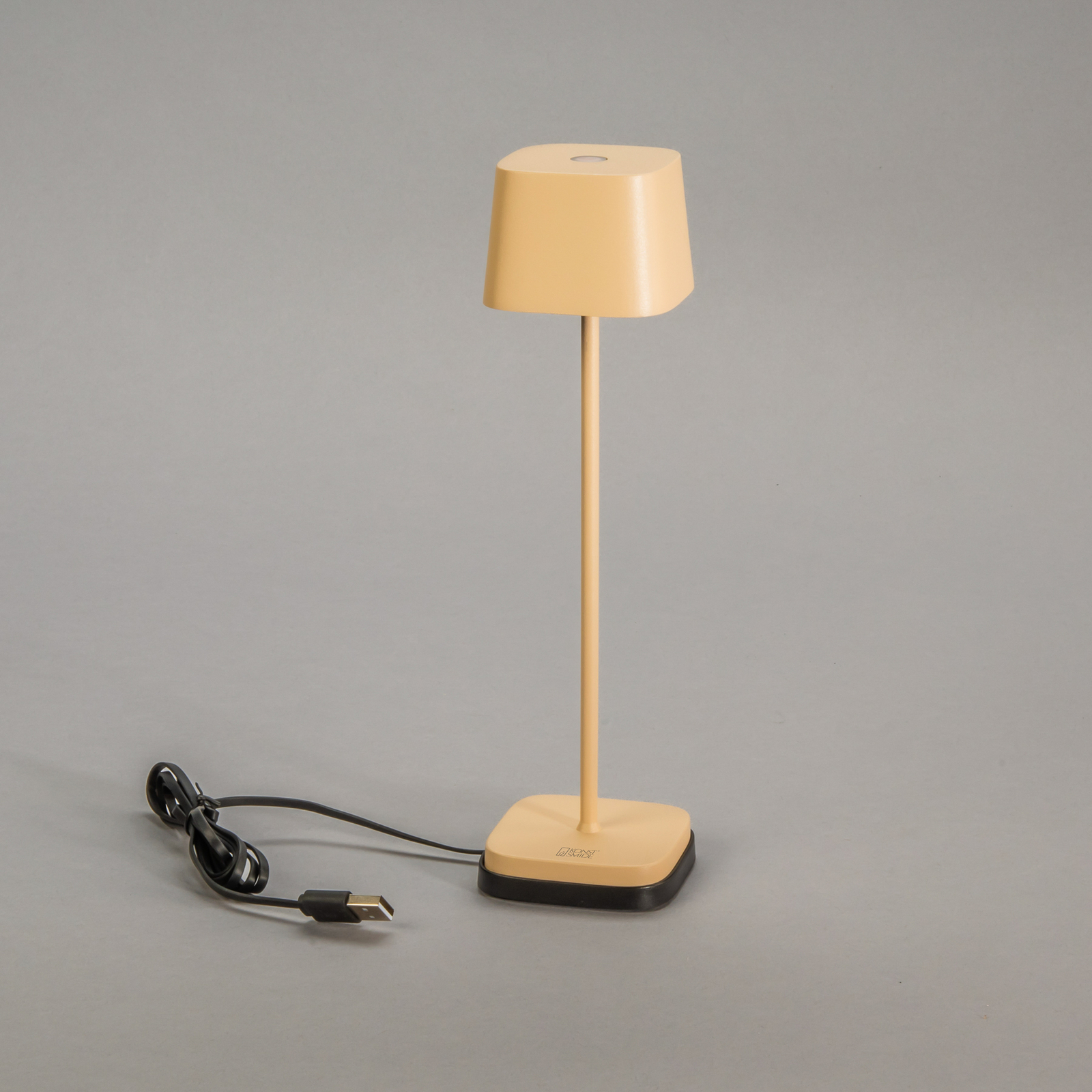 LED tafellamp op accu Capri, hoogte 25 cm, zandkleurig, IP54