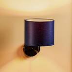 Wandlamp Soho, cilindervormig, blauw/goud
