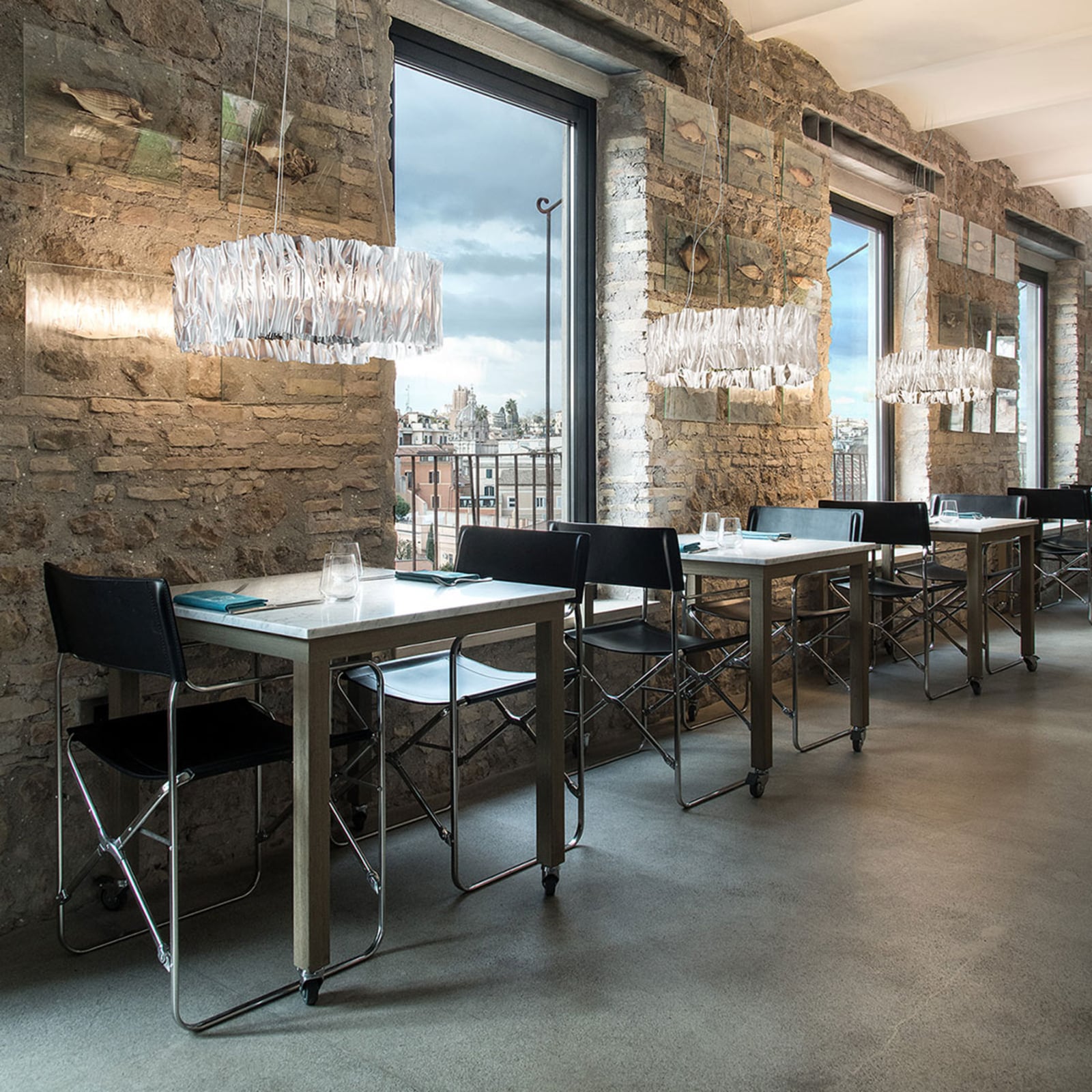 Candeeiro suspenso LED Accordéon, prateado, 3.000 K - Slamp