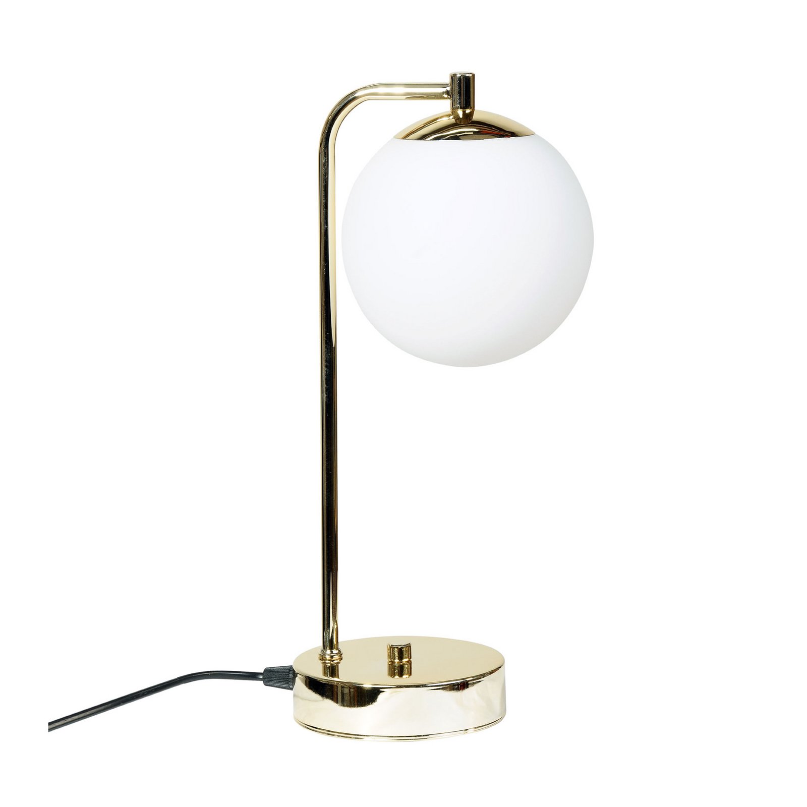 Rico table lamp, glass/metal, gold/white, height 36 cm