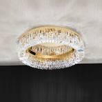 Ring crystal ceiling lamp - 24 carat gold-plated