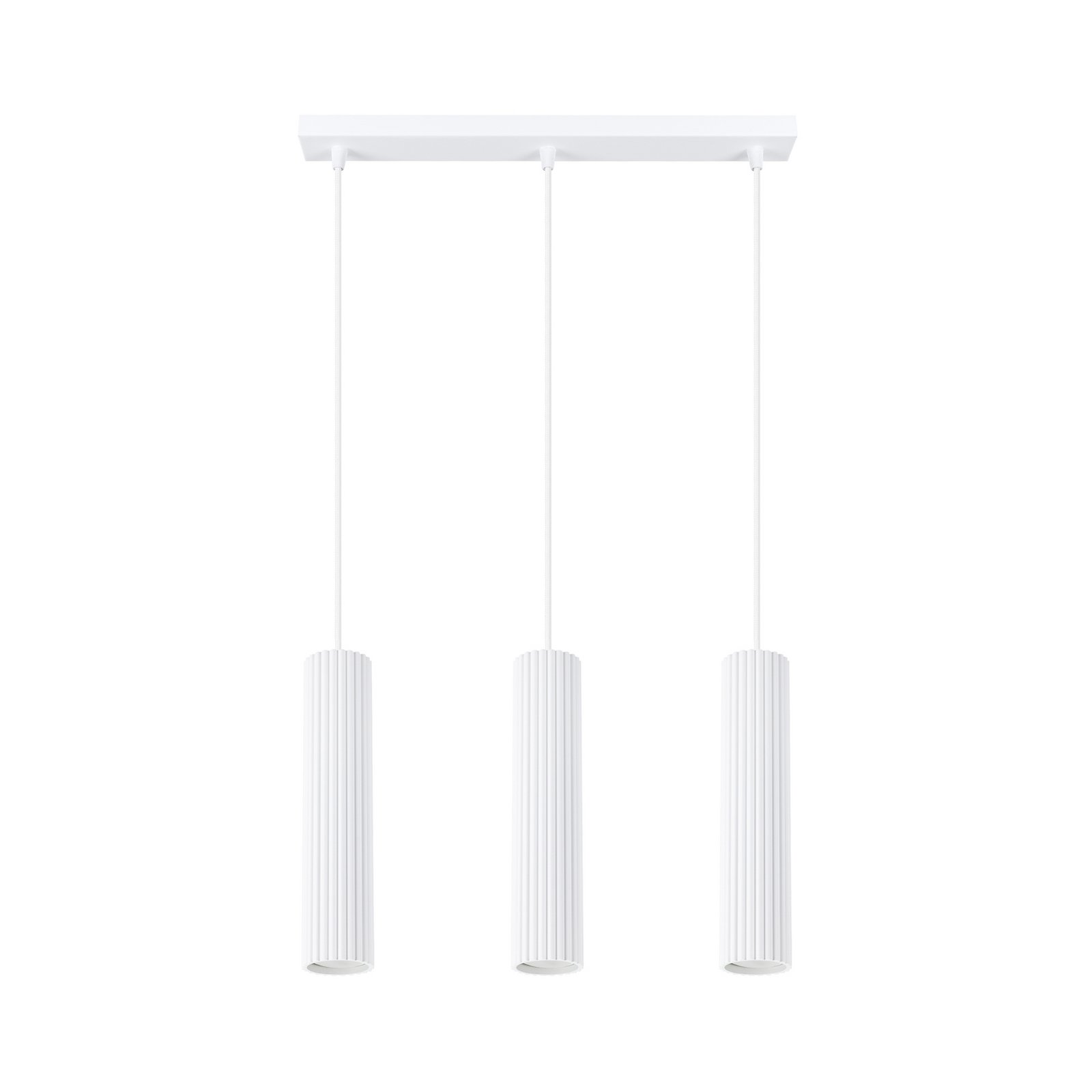 Carbon hanglamp, wit, lengte 45 cm, aluminium, 3-lamps.