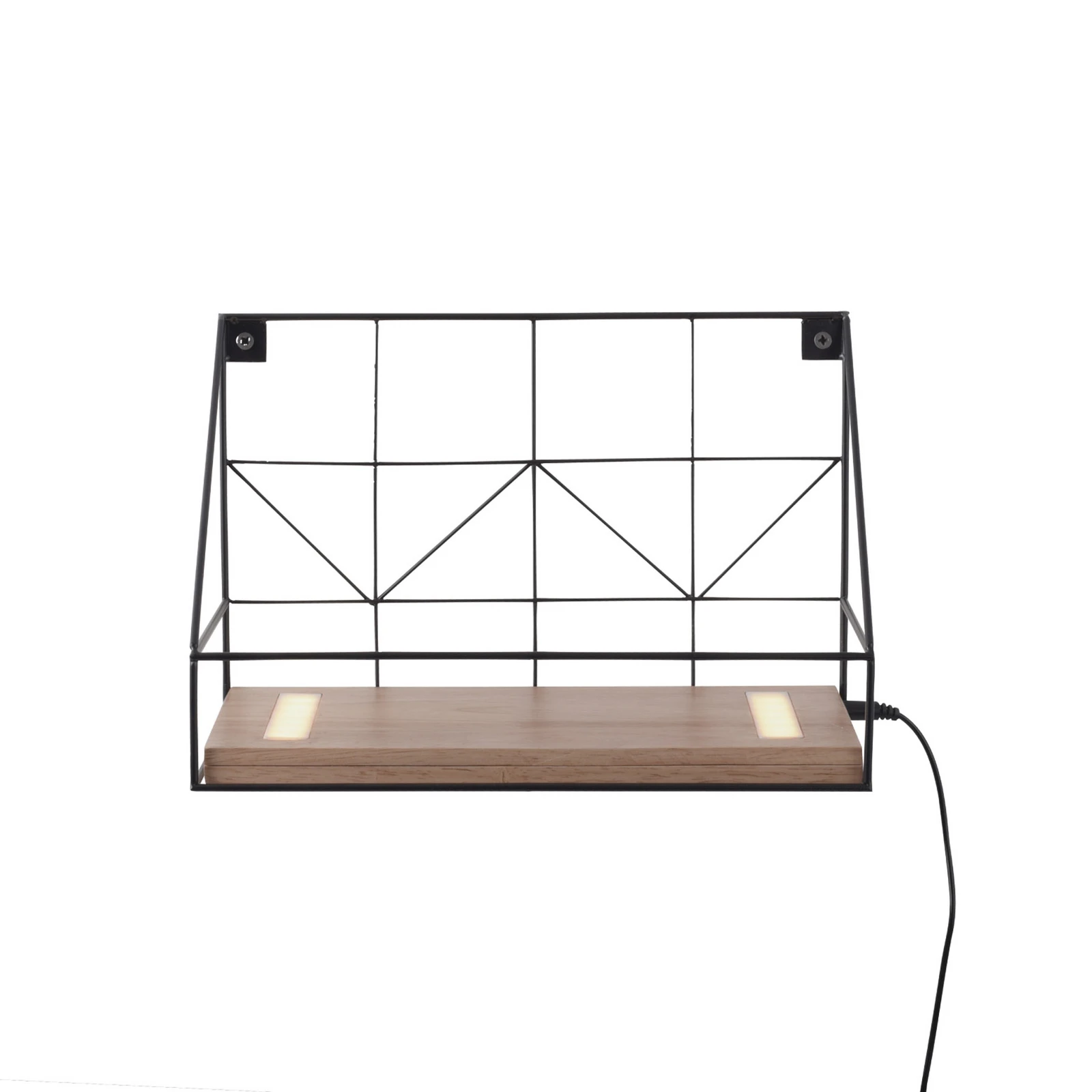 Board de pared LED con estante de madera, 30x15cm