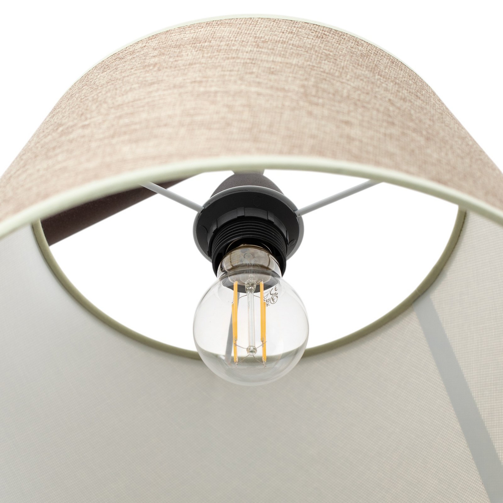 Lampe sur pied Sinea, brun/sable, hauteur 110 cm, fer, textile