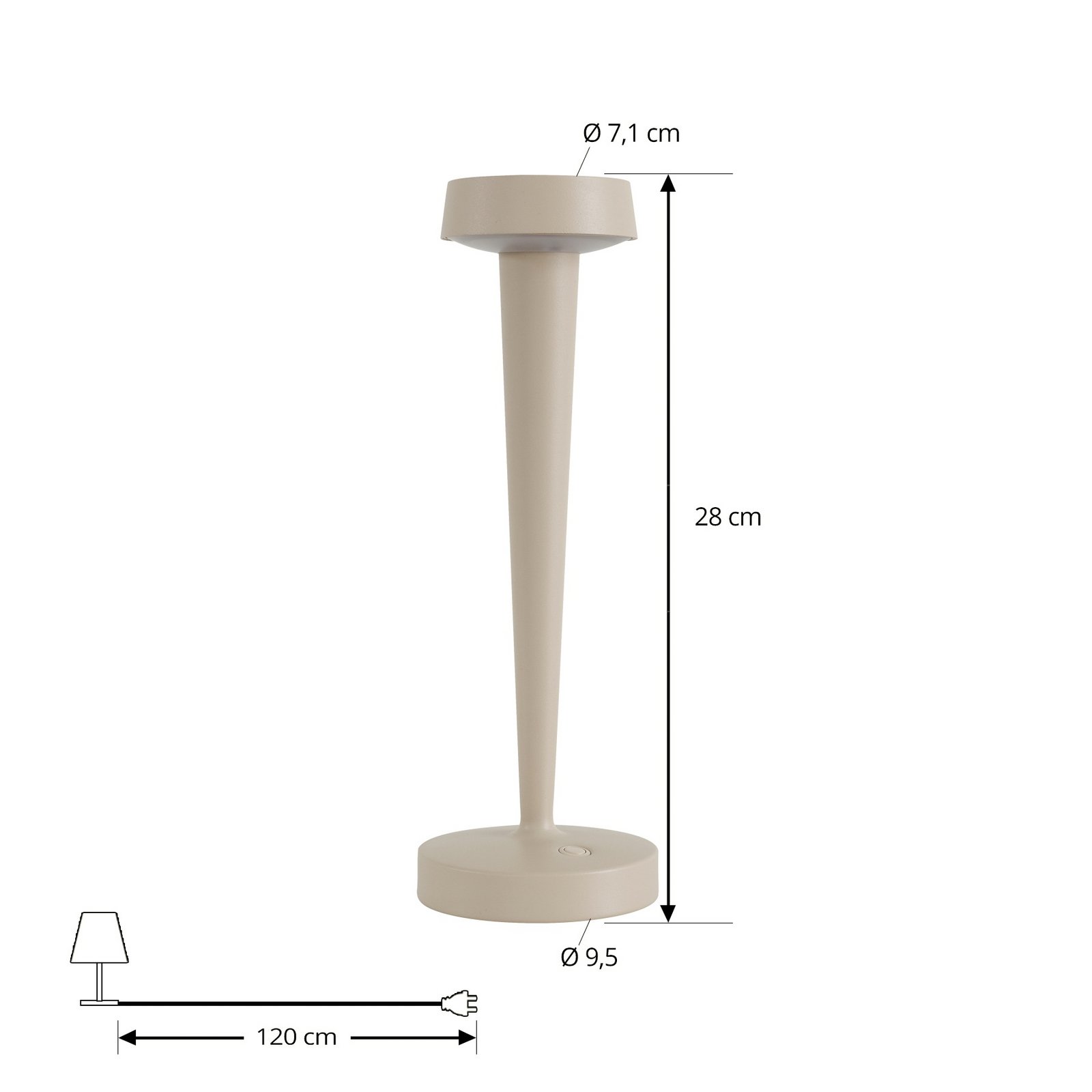 Lucande LED-Akku-Kerzenständer Lea, Vase, beige, 28 cm