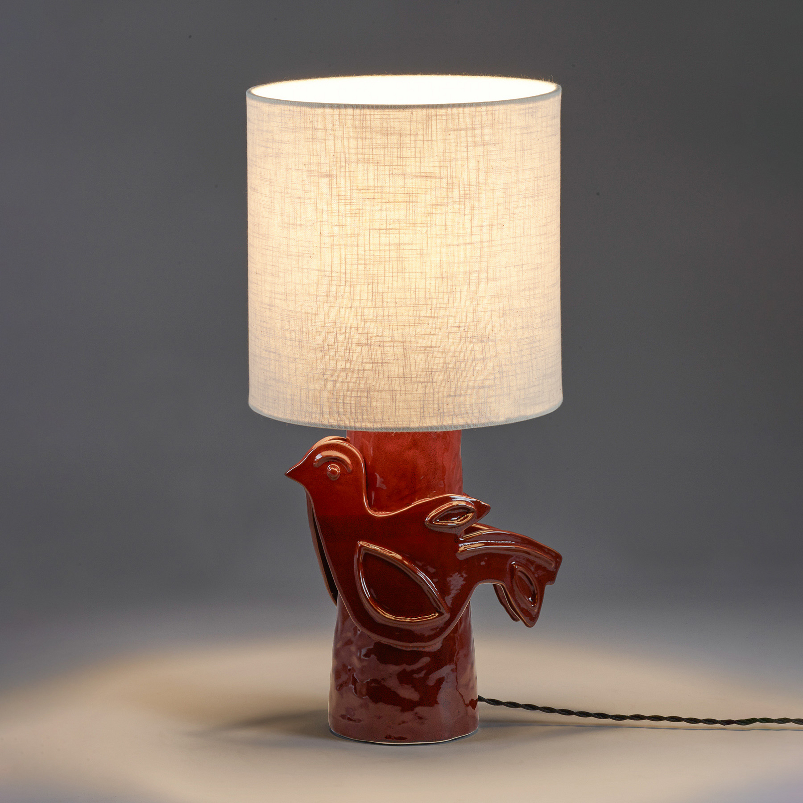 RØD/BEIGE PALOMA bordlampe, stentøj, hør, højde 52 cm, E27 – Serax