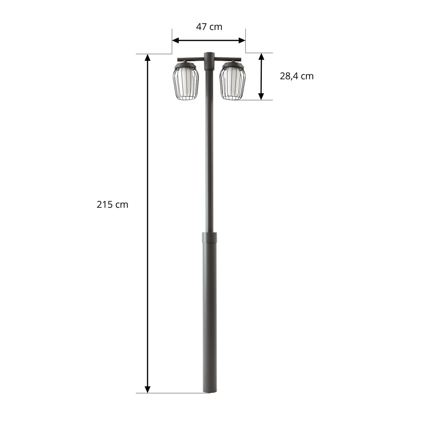 Luminaire d'extérieur Lucande Chandan, hauteur 215 cm, anthracite, à 2 lampes