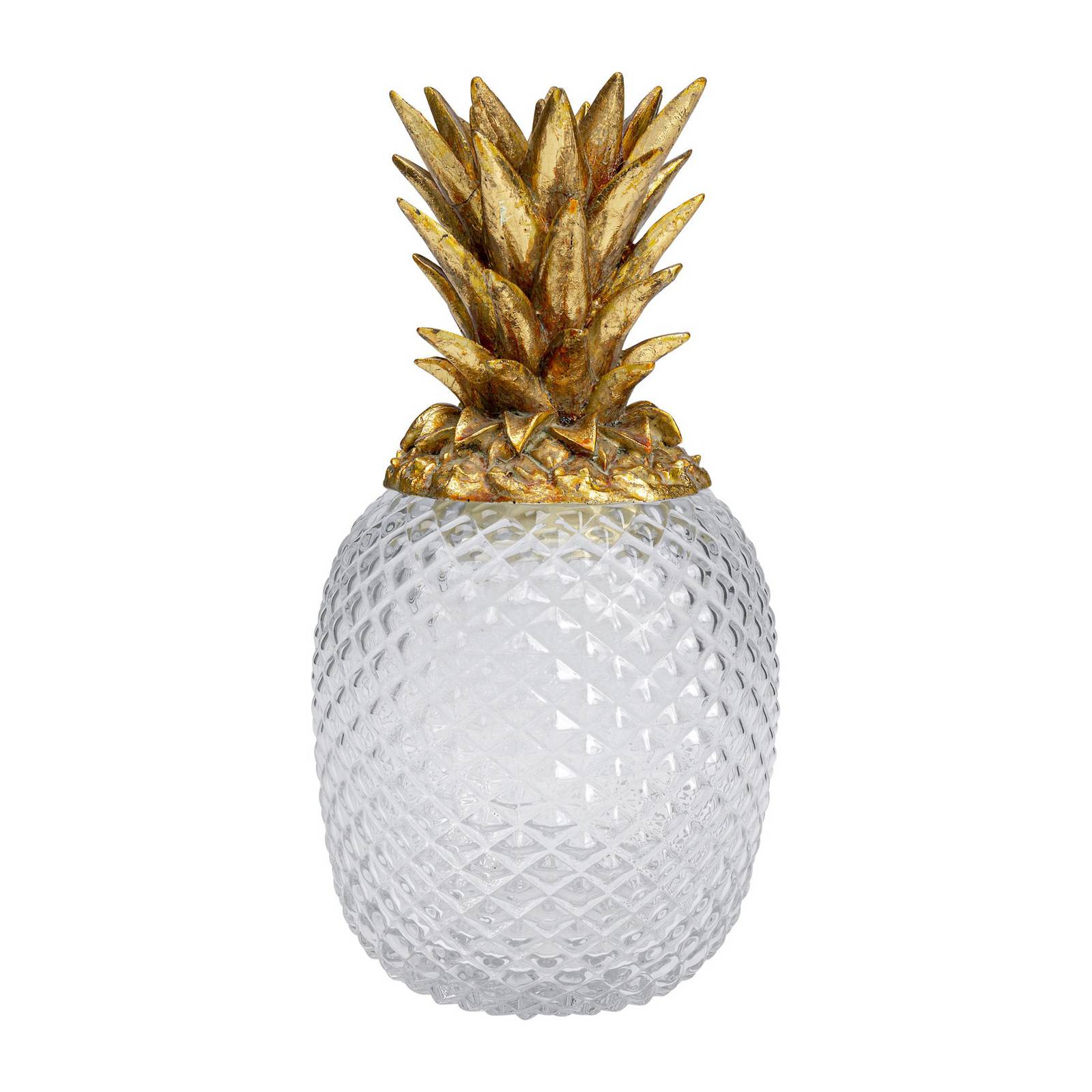 KARE Deko-Dose Pineapple, Höhe 31 cm, Glas, klar, gold günstig online kaufen