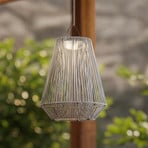 Lindby LED-Solarhängelampe Austas, grau, Ø 32 cm, USB, IP54