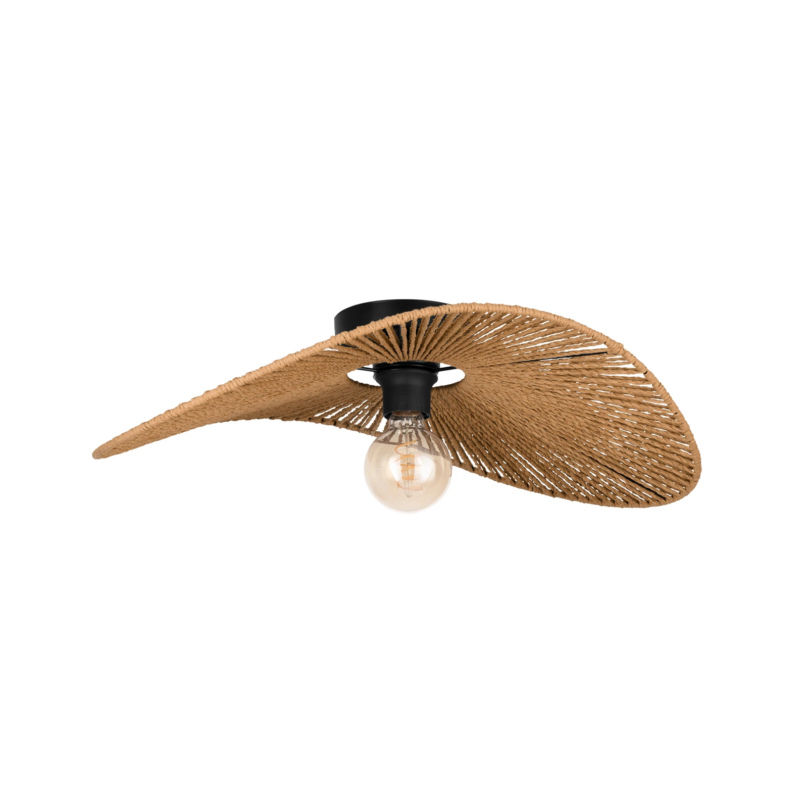 Plafondlamp Siruela, bruin, 56 x 40 cm, papieren snoer, E27