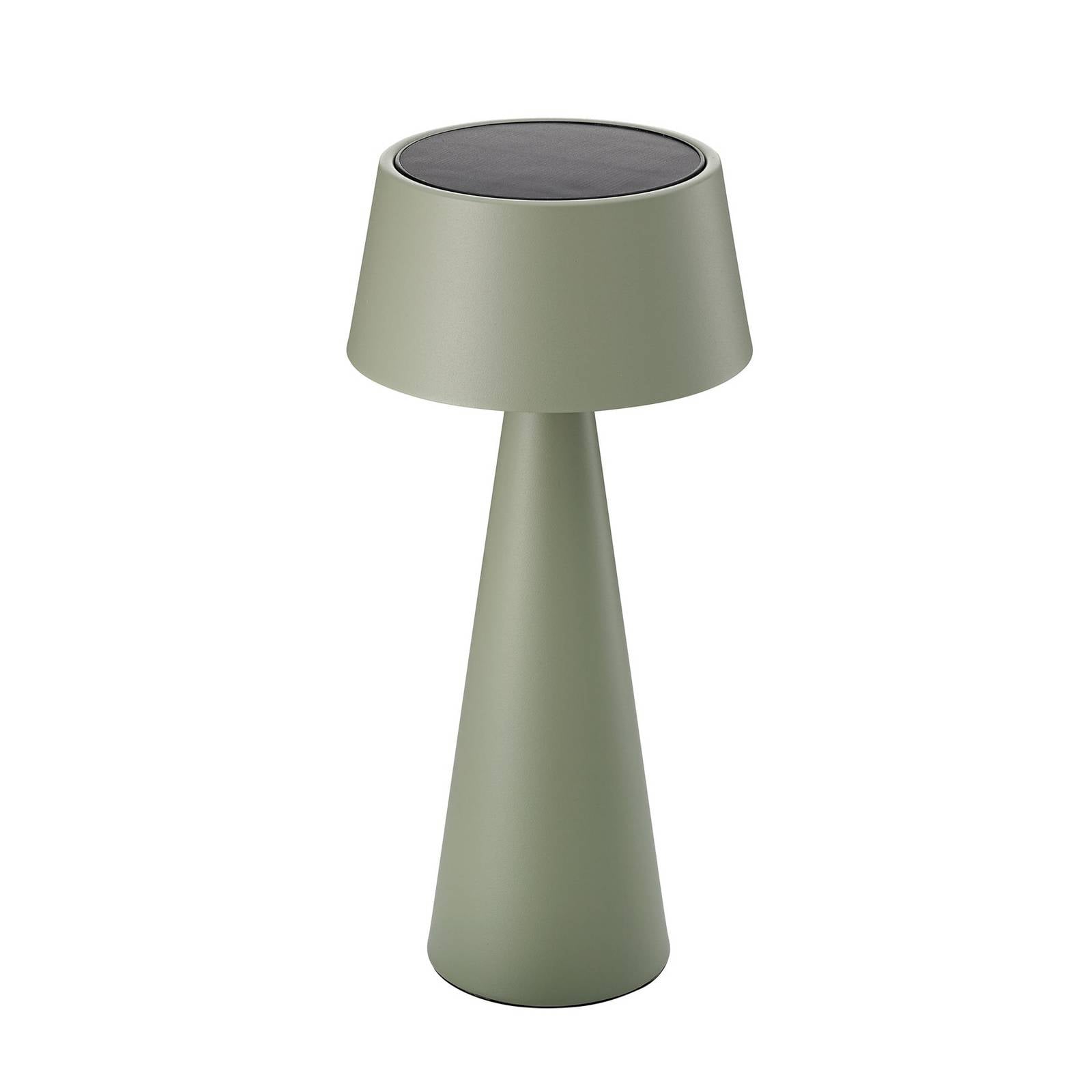 LED-Akku-Tischleuchte Solino, grün, Solar/USB, 26 cm, IP44