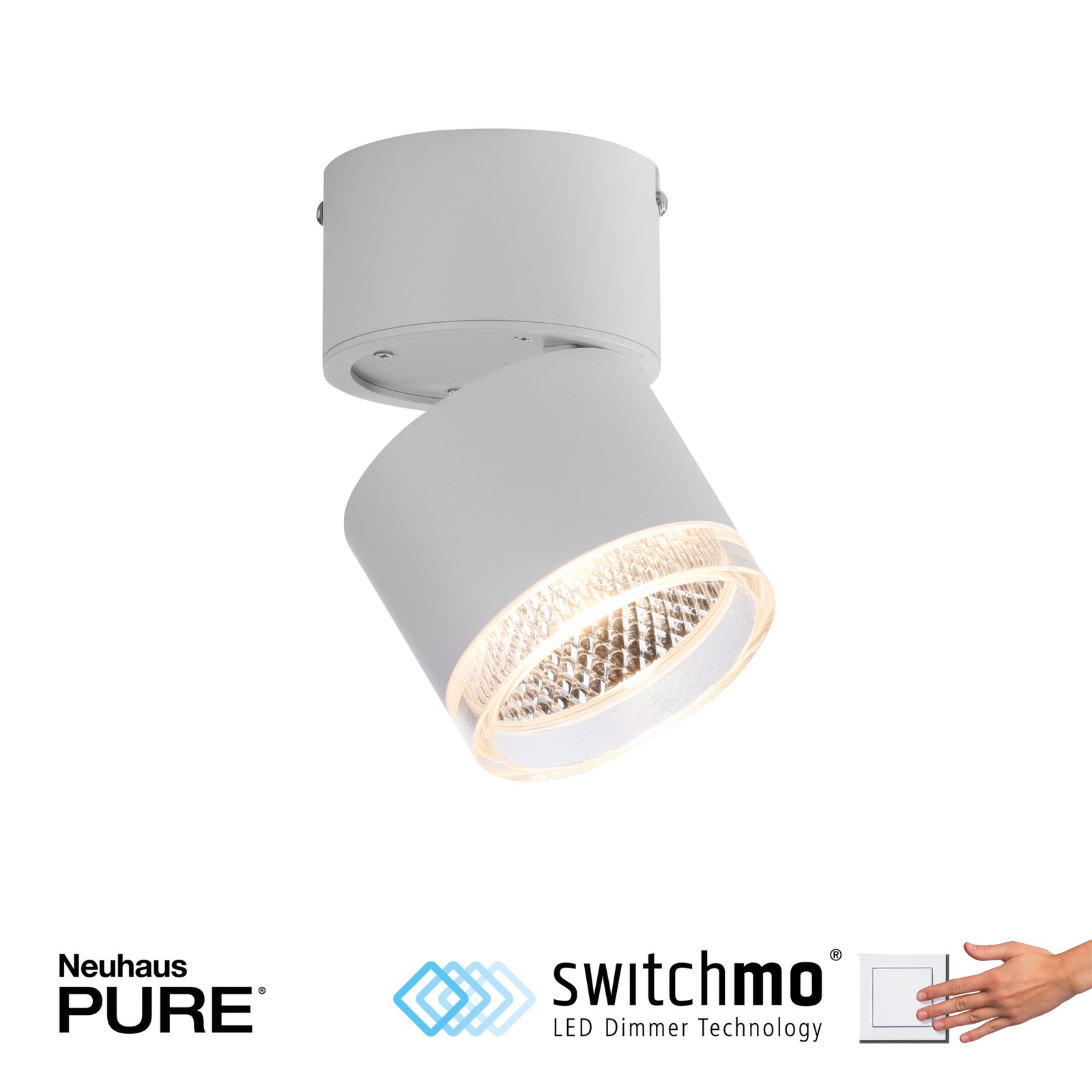 "PURE Nola" LED lubų šviestuvas su viena liepsna baltos spalvos
