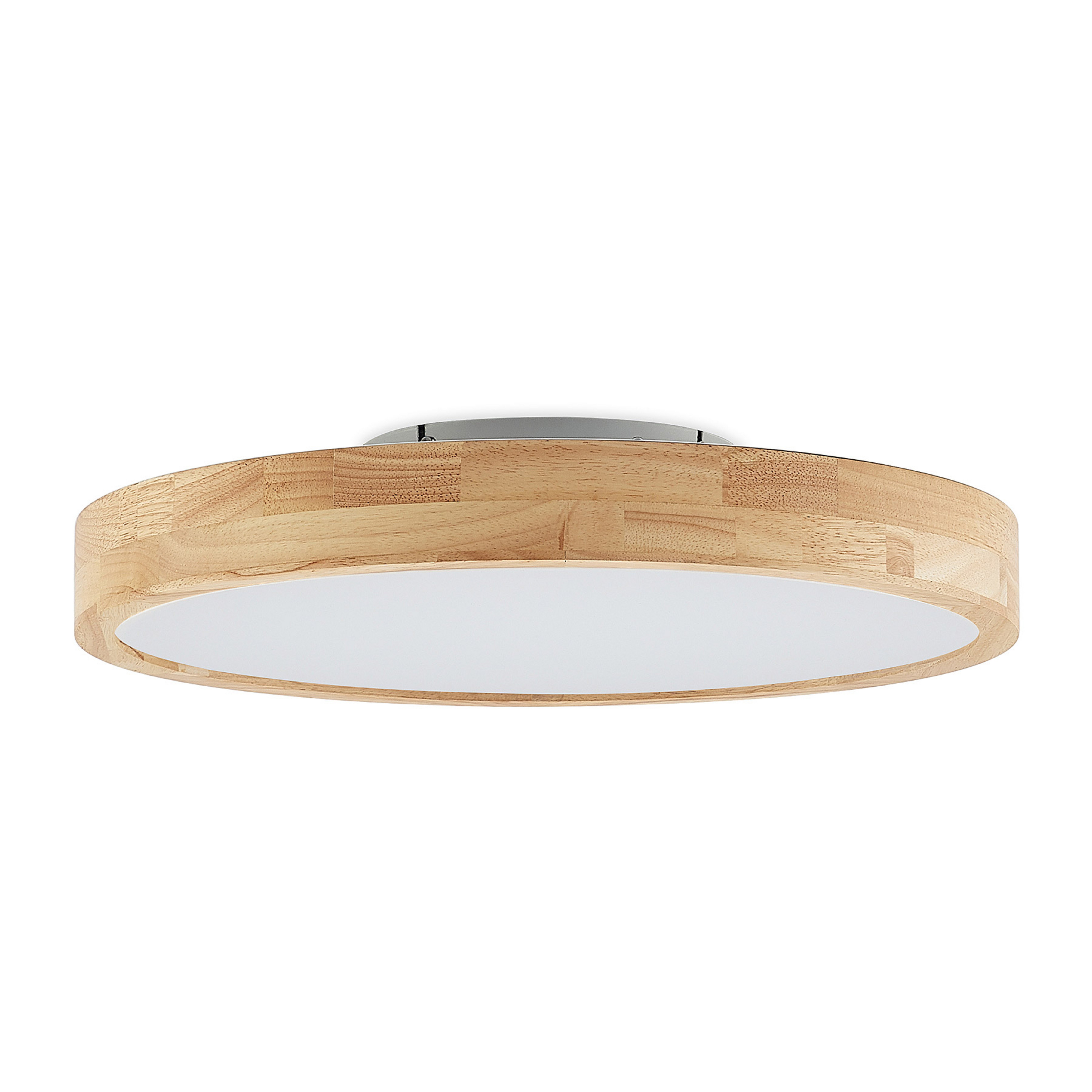 Plafonnier LED Lanira, CCT, Ø 50, bois, télécommande - Lindby