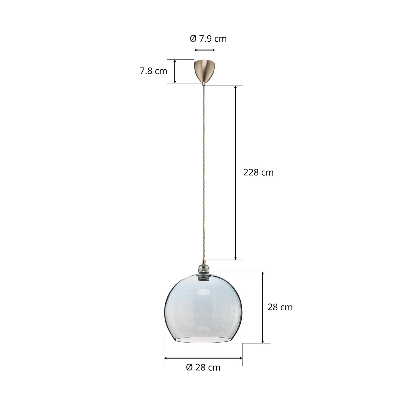 EBB & FLOW Rowan hanging lamp, blue/silver Ø 28 cm