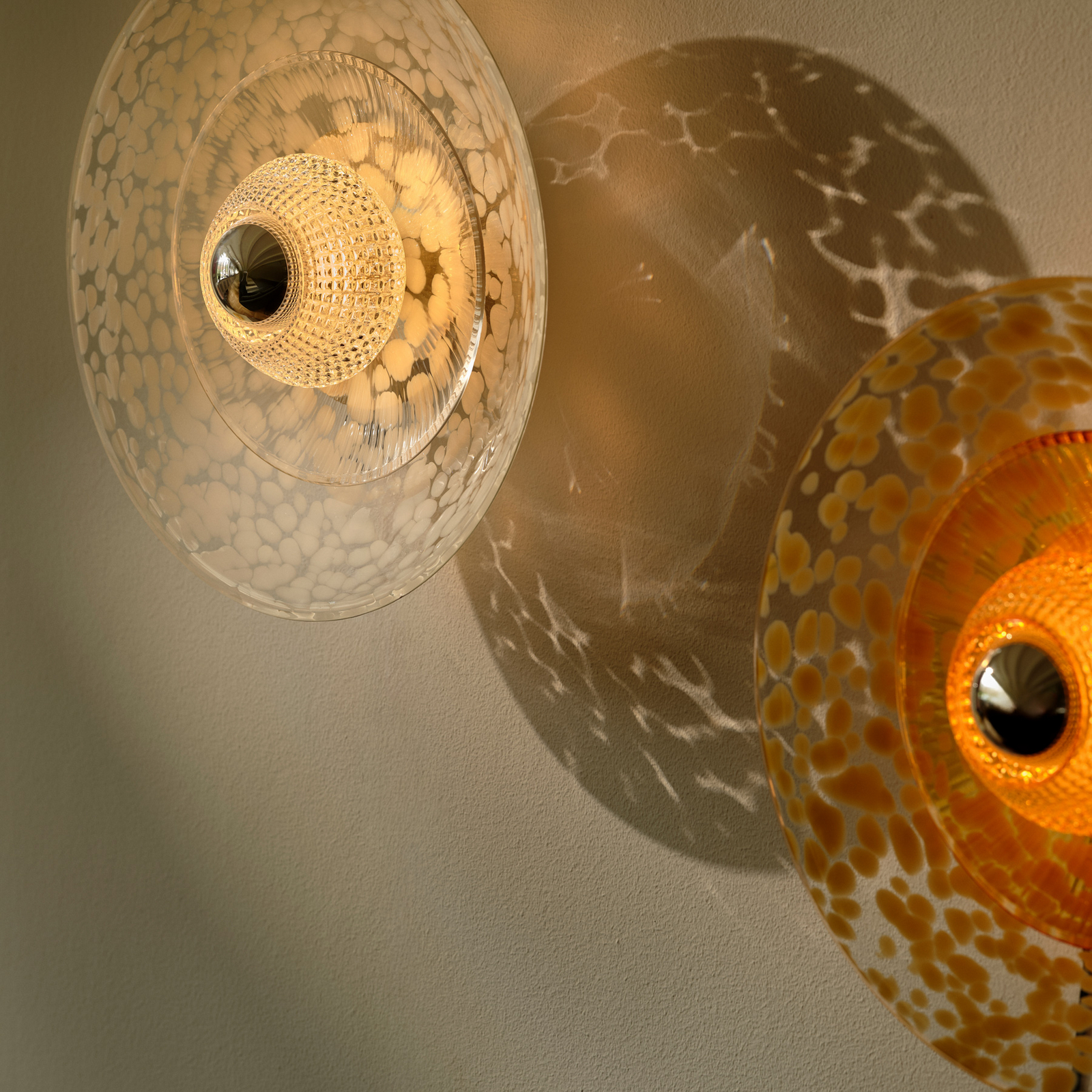 Wandleuchte Disco Rama, amber, Glas, E27