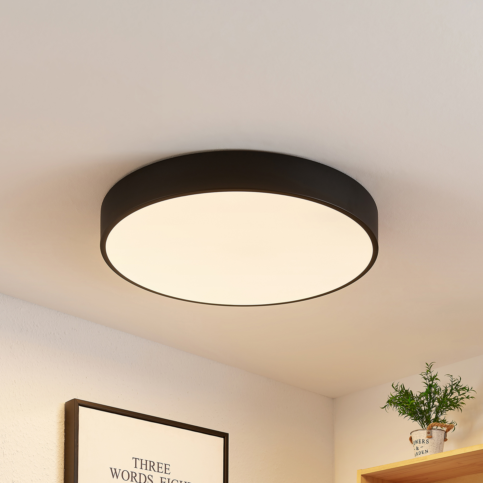 Lindby Simera -LED-kattovalaisin 50 cm, musta