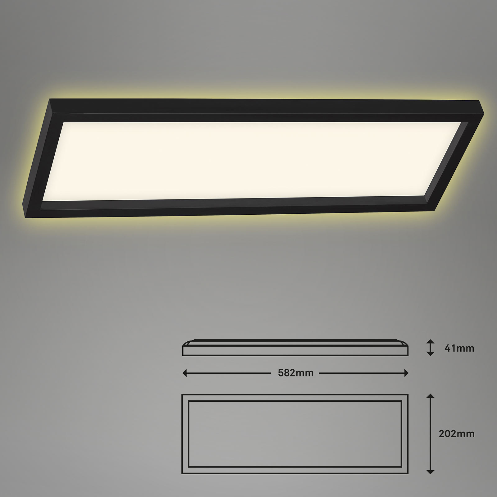 LED-Deckenlampe 7365, 58 x 20 cm, schwarz