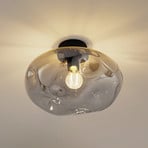 Lindby Lelia ceiling light, smoke grey, glass, Ø 35 cm