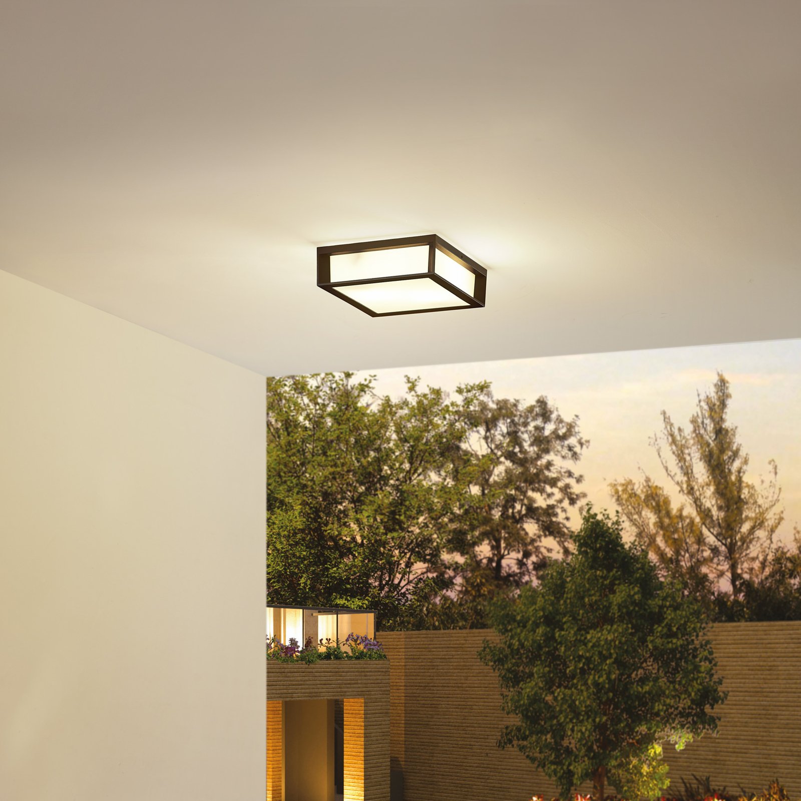 Lindby udendørs væglampe Sivana, sort, aluminium, 26 cm x 26 cm