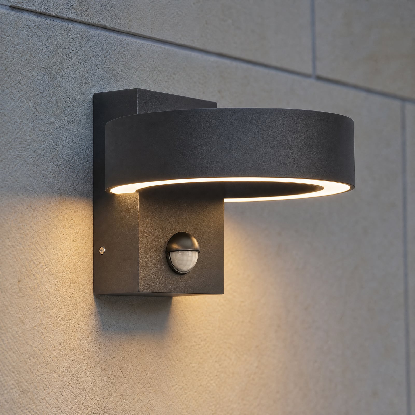 Applique d'extérieur LED, détecteur de mouvement, noir, CCT, métal, IP65 - Applique d'extérieur LED, détecteur de mouvement, noir, CCT, métal, IP65 -