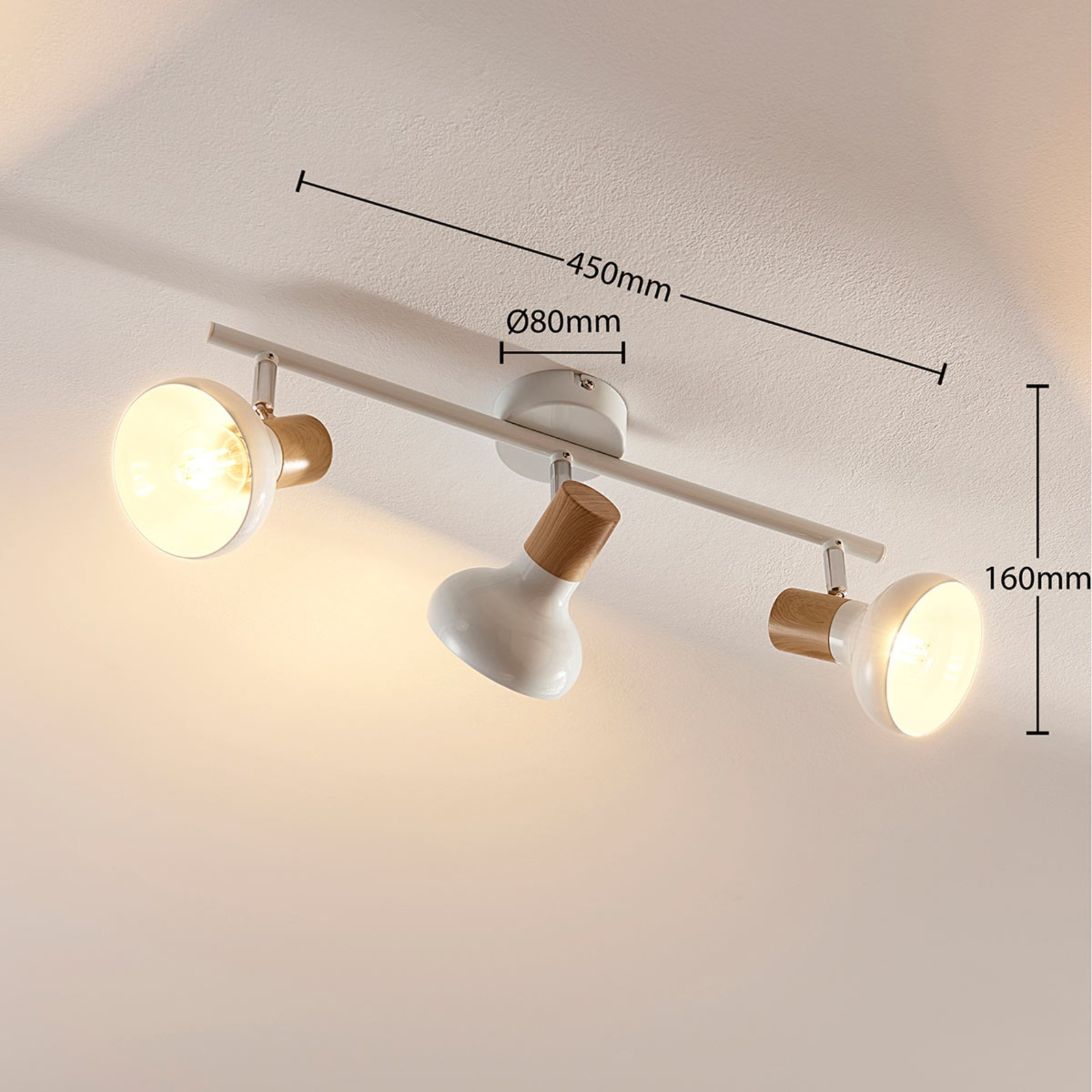 Fridolin 3 Ceiling Lamp White - Lindby