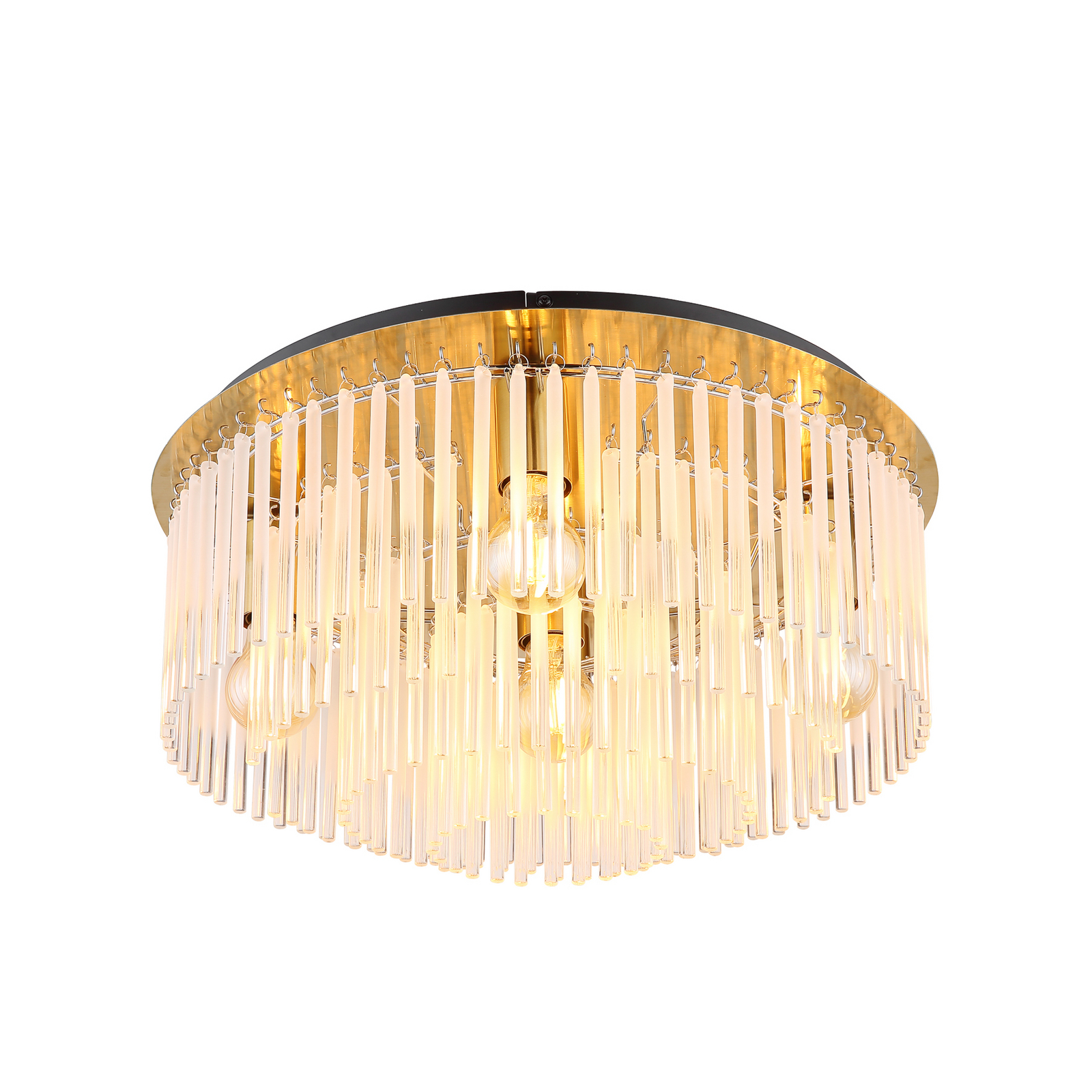 Plafondlamp Gorley, goudkleurig/opaal, Ø 50 cm, metaal/glas