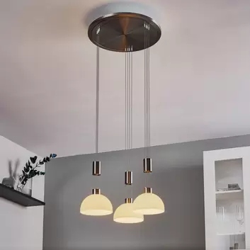 Schöner Wohnen 3-flg LED-Hängeleuchte nickel Stina