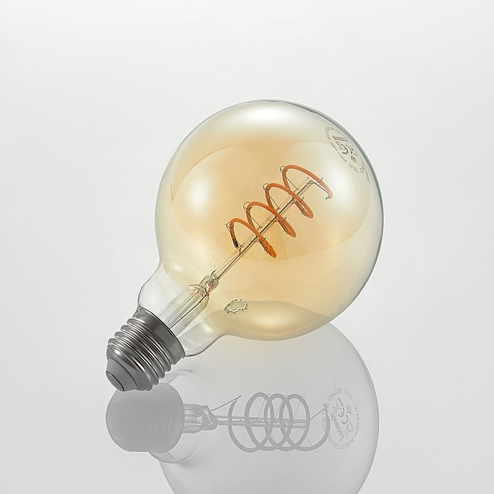 Pære LED 4W Amber G95 Dimbar E27 - Lucande