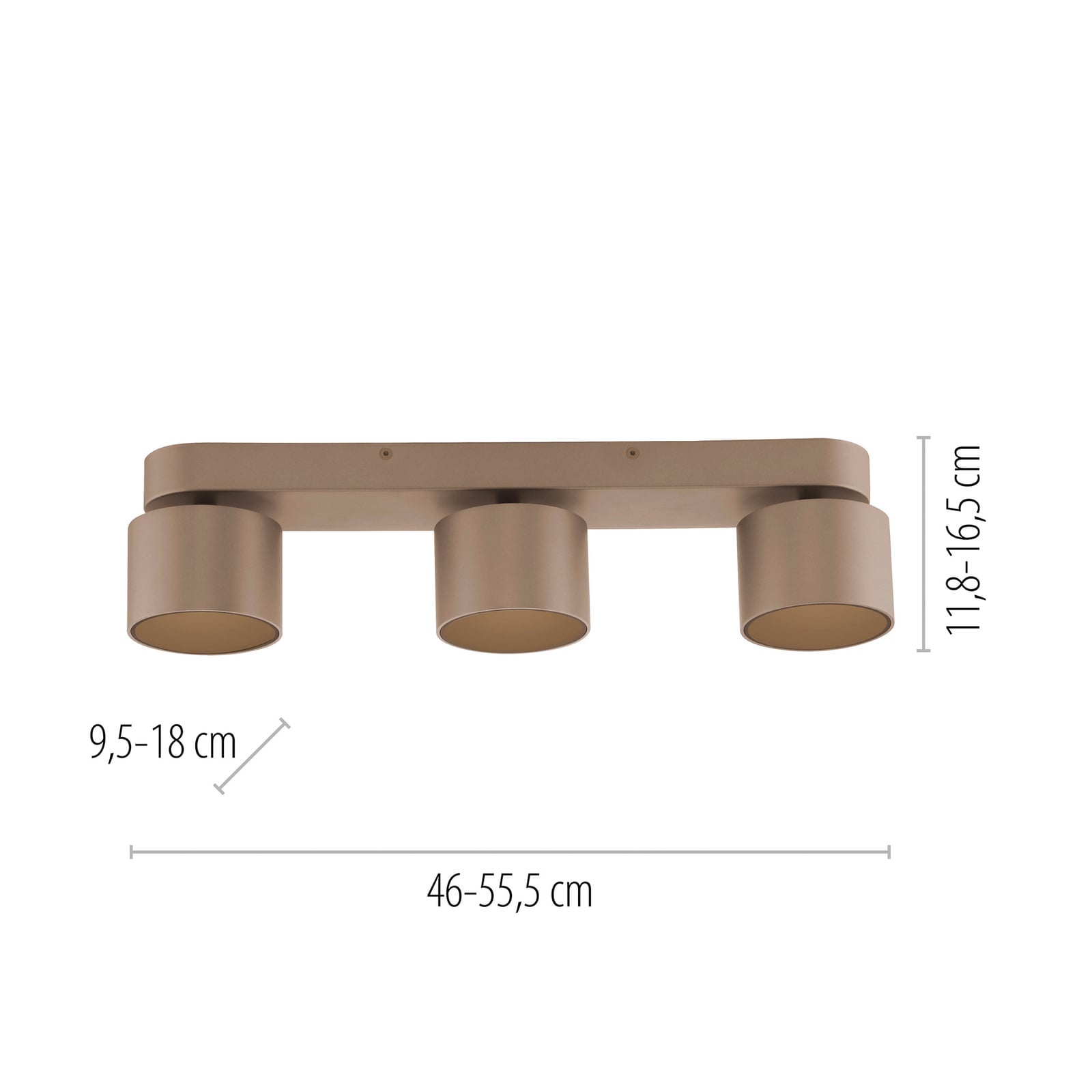 Cup LED-Deckenspot, bronzefarben 56cm, Metall, 3-flg. - PURE Cup LED-Deckenspot, bronzefarben 56cm, Metall, 3-flg. - PURE
