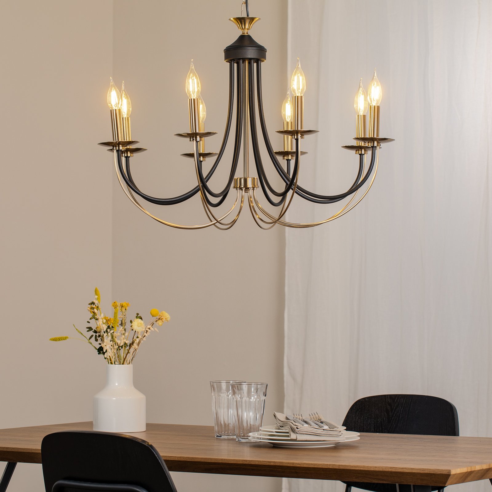 Ferra chandelier, antique brass, 8-bulb