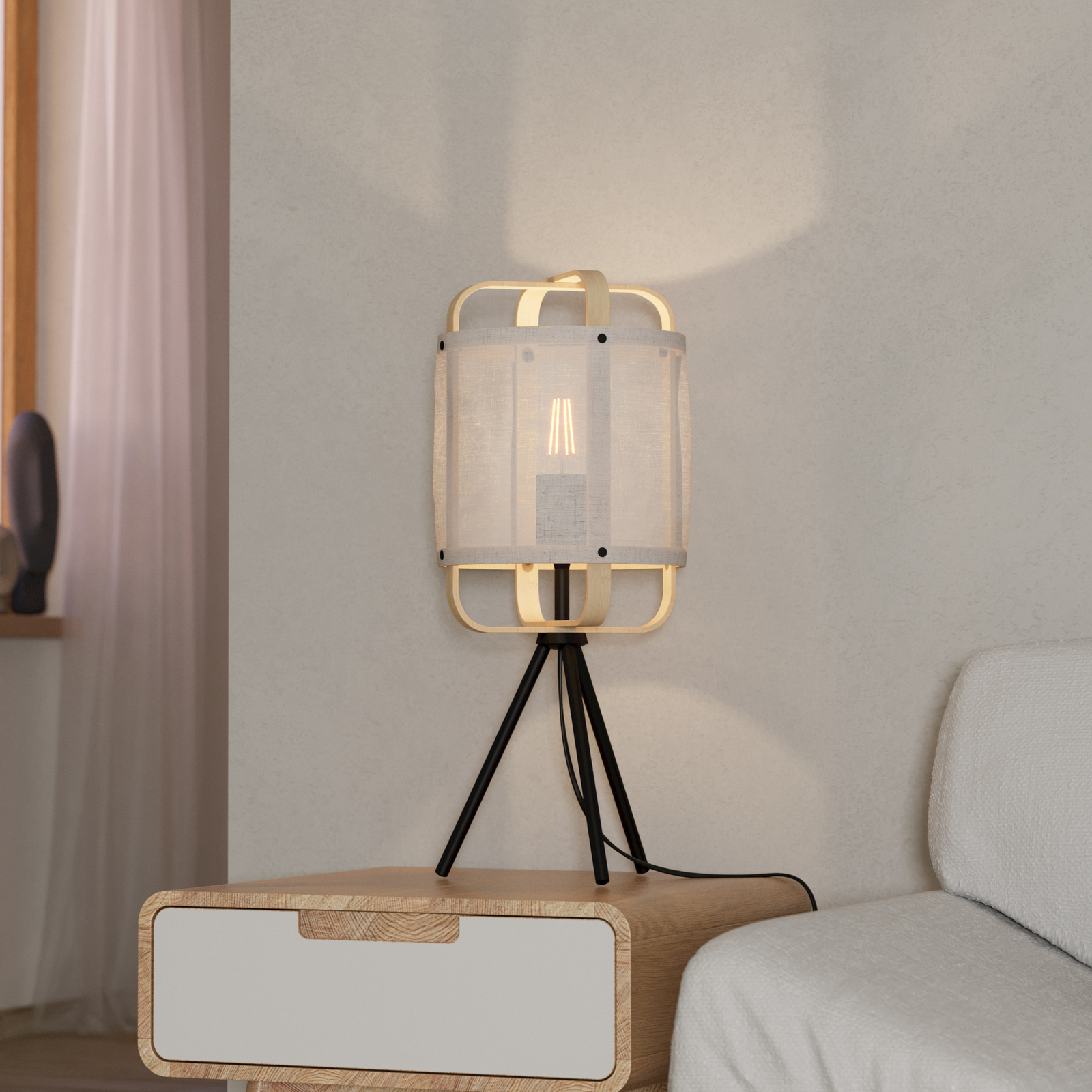 Επιτραπέζιο φωτιστικό Surfleet με σκιά από μπαμπού / λινό