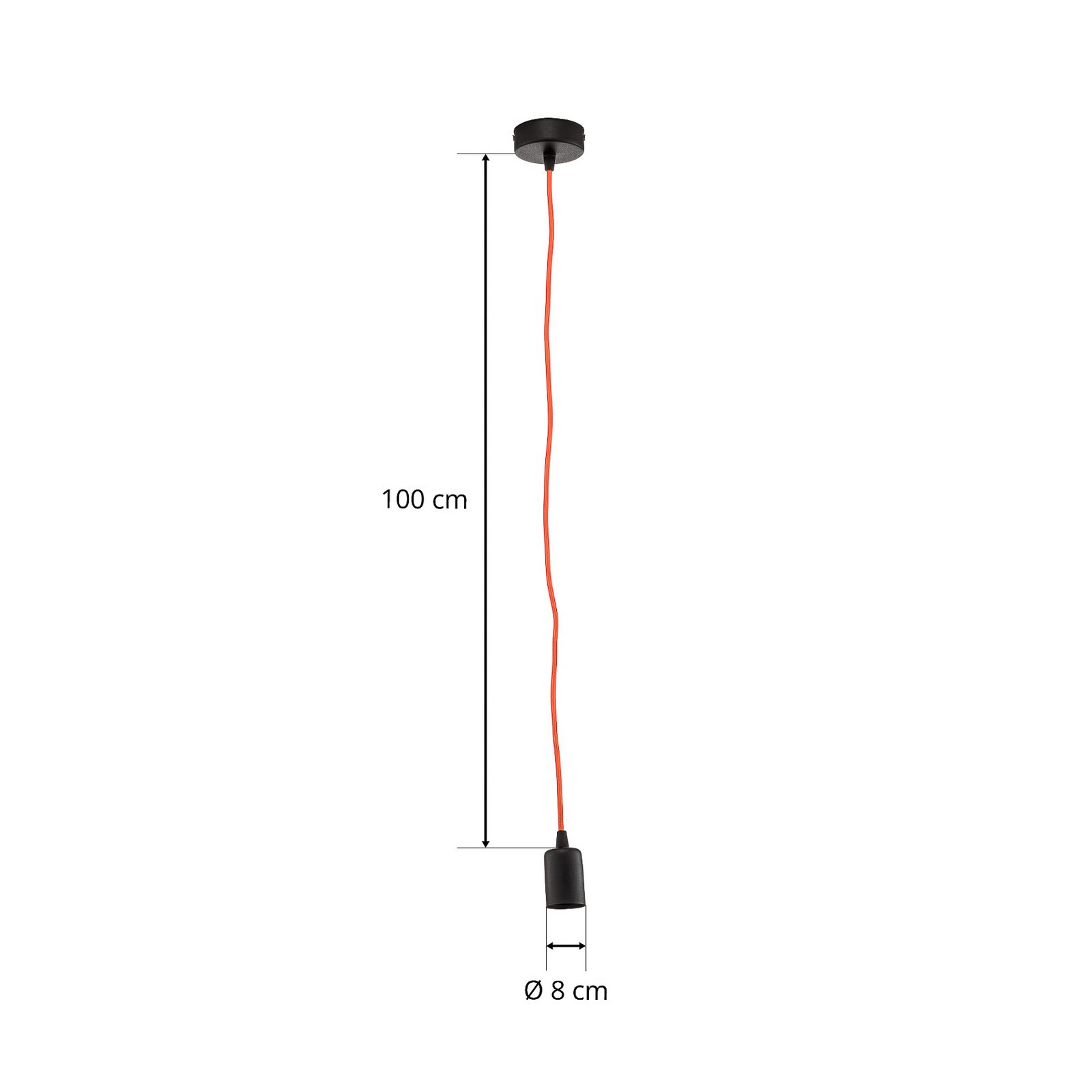 Simple hanging light, black, orange cable