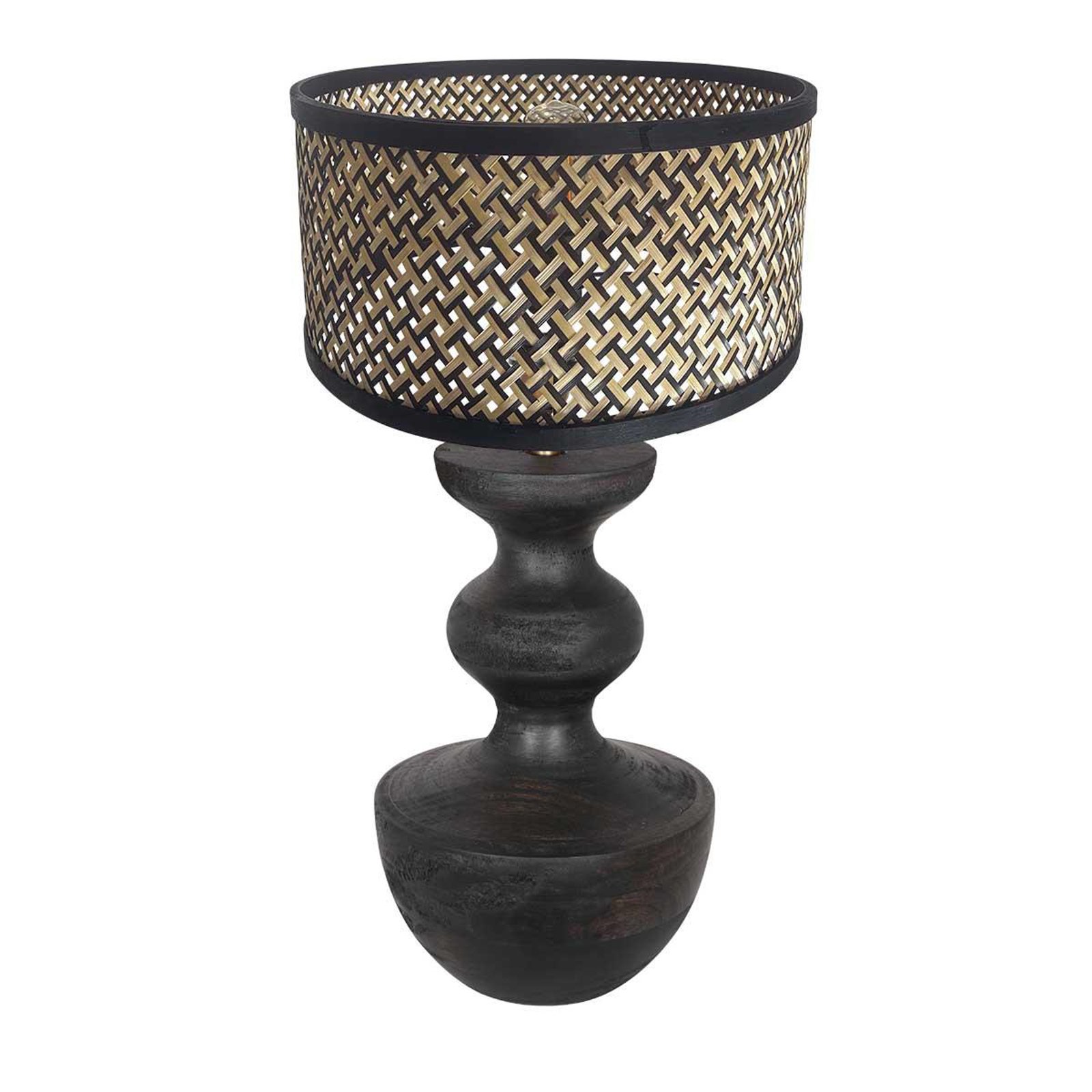 Lyons 3747ZW table lamp, black/natural wickerwork