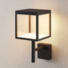Lucande applique a LED Cube, antracite, vetro, 37 cm, IP54