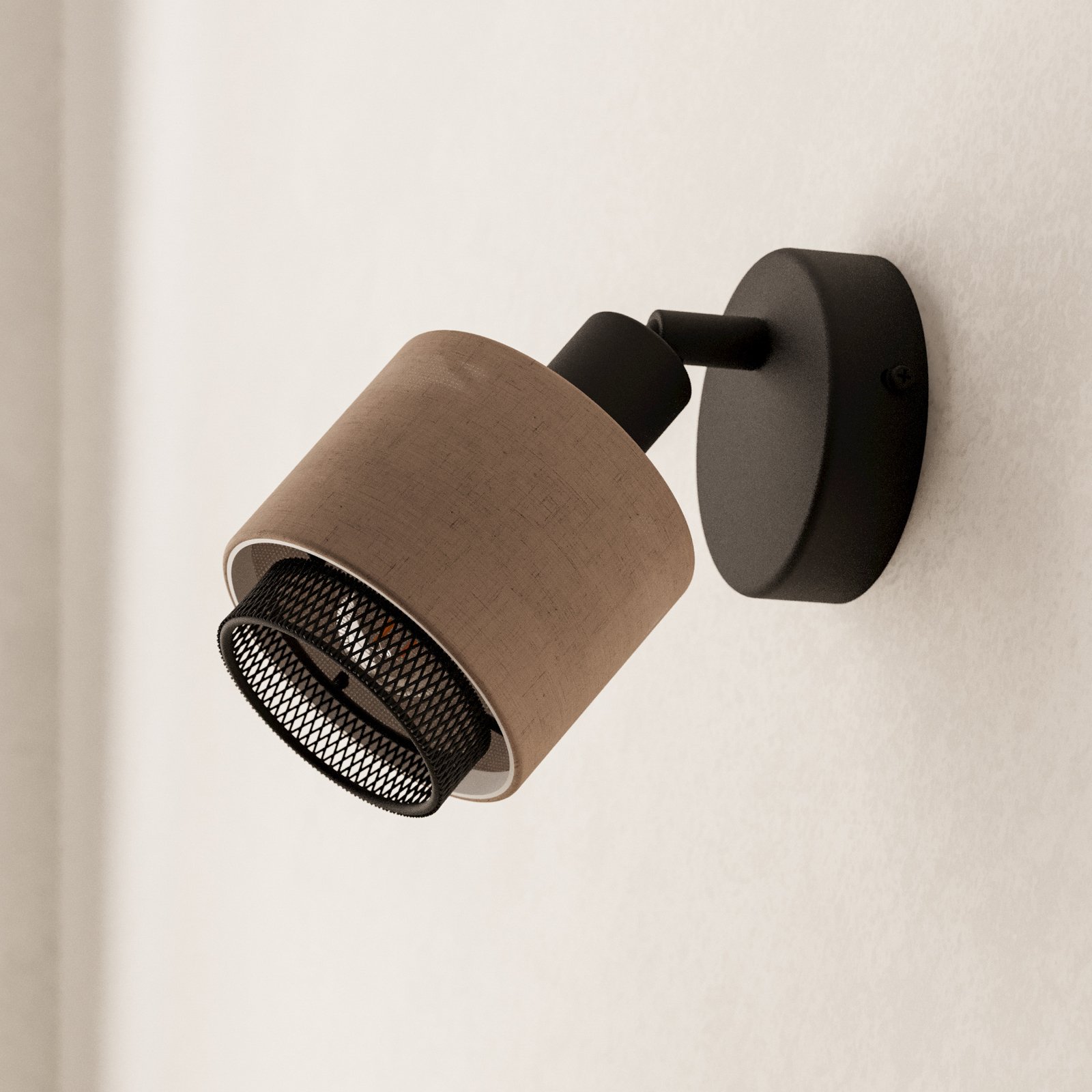 Reflektor ścienny Rosley, czarny/naturalny, len