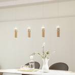 Lucande Nojus LED pendant light, wood, 4-bulb