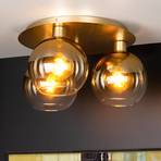 Marius ceiling light, gold, Ø 50 cm, glass, 3-bulb